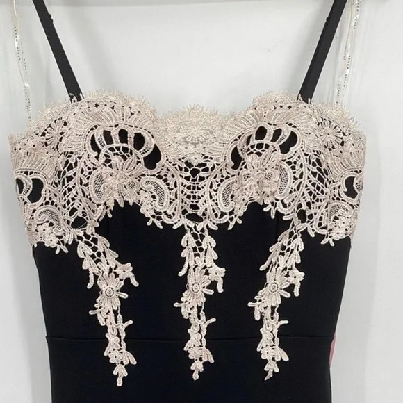 Haute Monde black cocktail dress w/ lace overlay S - Picture 14 of 14